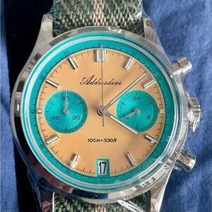 NIB Addiesdive Quartz Sand/Teal Chronograph 24 Hour Register